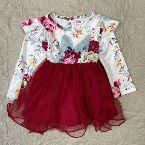 Baby girl | 6-9 month | floral dress | red | tulle